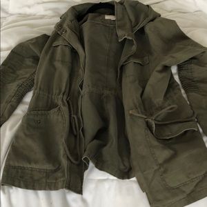 Green military style light weight is jacket